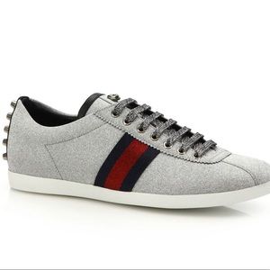 Gucci Glitter Web Sneaker with Studs